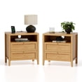 thumbnail image 5 of EYYTHUNG Modern Nightstands Set of 2 with 2 Drawers Wooden End Table with Charging Station Farmhouse Night Stand Bedside Side Table with Storage Open Shelf, Nautral Oak, 5 of 9