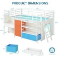thumbnail image 2 of Low Loft Bed Twin Size with 6 Storage Drawers, Twin Metal Loft Beds with Desk, LED Lights and Storage Bookshelf, Modern Loft Bed Frame for Teens, Full-Length Guardrail & Ladder, Colorful, 2 of 9
