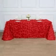 thumbnail image 5 of BalsaCircle 90x156 in Red Taffeta Rectangle Tablecloth 3D Leaves Petals Design Party Events Decorations Supplies, 5 of 8