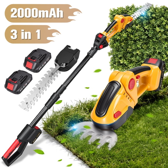 RELOIVE  Cordless Pole Hedge Trimmer with Adjustable Head & Telescoping Shaft, Battery & Charger included
