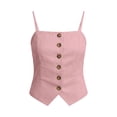 thumbnail image 6 of SHTXOZHI Womens Linen Tank Tops Spaghetti Strap Button Front Cropped Tees Square Neck Comfortable Casual Top, 6 of 7