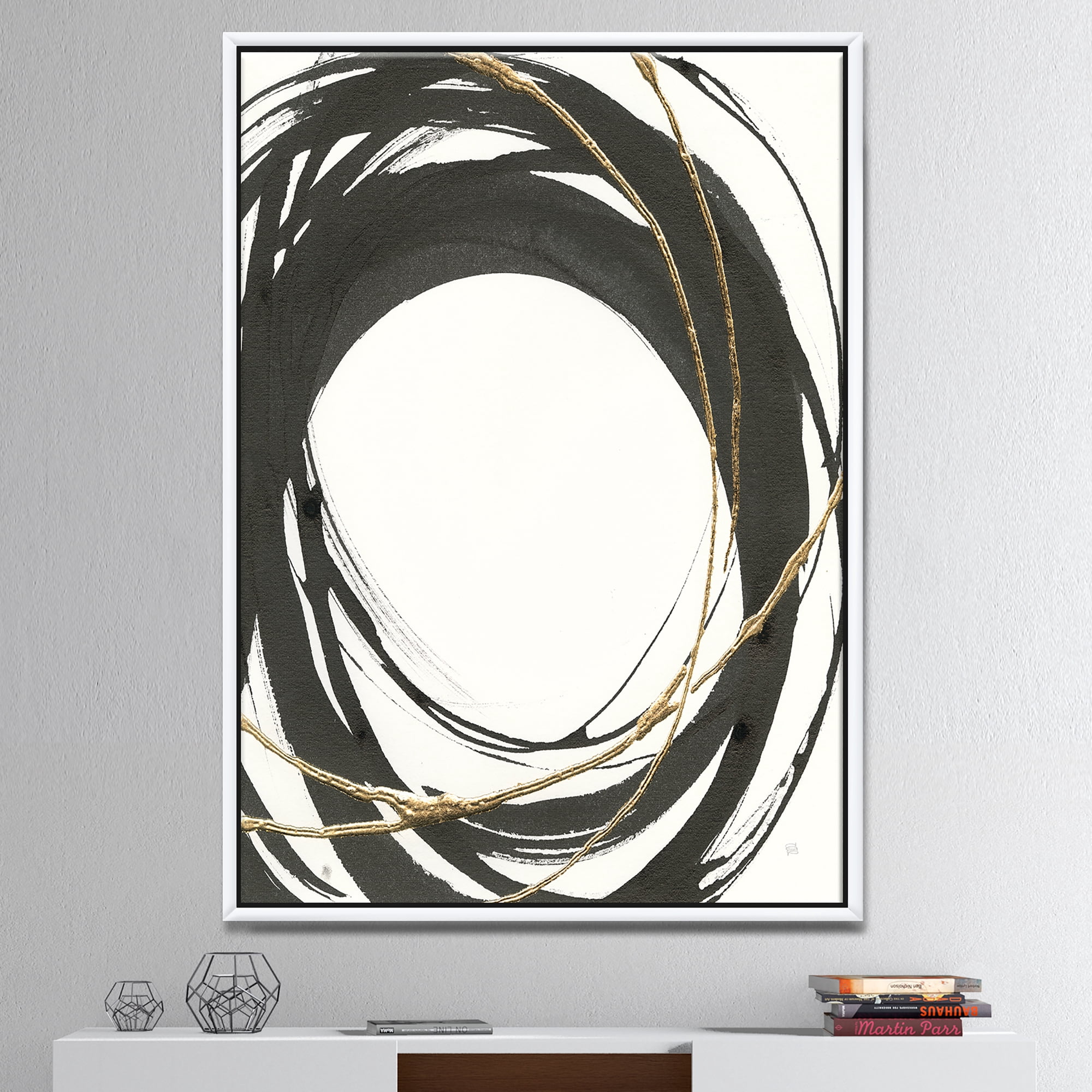 Designart ' Gold Glamour Circle II ' Posh & Luxe Framed Canvas