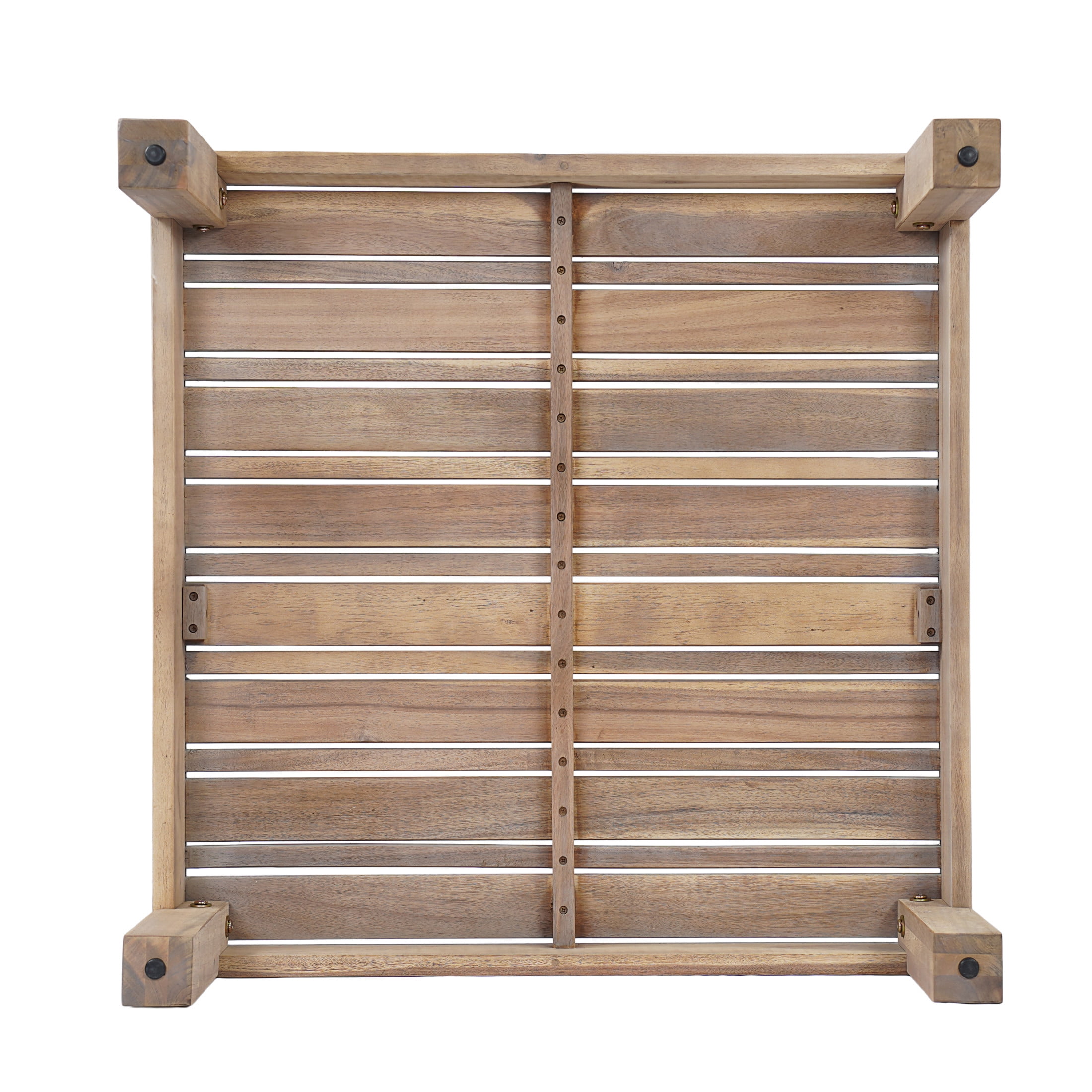 Christopher Knight Home 29.5" Outdoor Acacia Wood Coffee Table, Square Slatted Patio Table, Light White