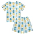 thumbnail image 2 of Pineapple Pattern Summer Pajama Set Soft Cotton Short Sleeve Sleepwear 2PCS Pajama Sets Breathable Lounge Set Size 5Y, 2 of 7