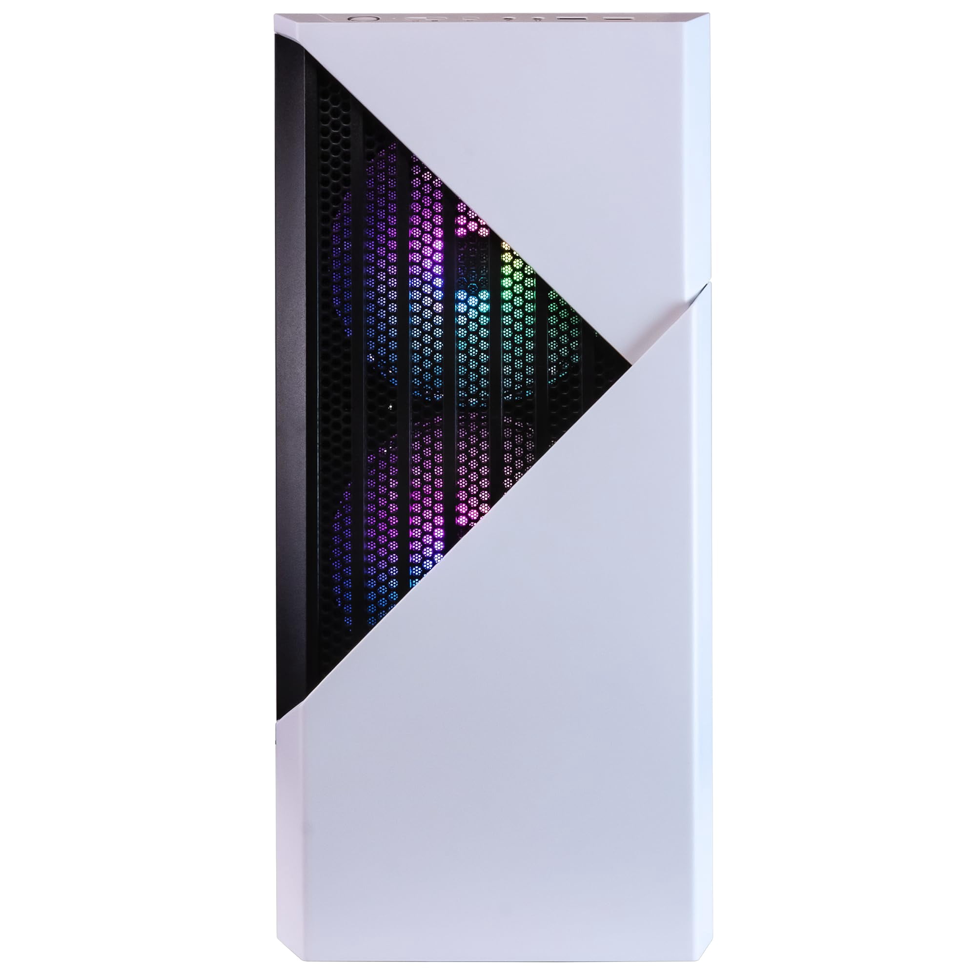 Periphio Castle Gaming PC, AMD Ryzen 5 5600GT up to 4.6GHz with Radeon Vega 7 Graphics, 16GB RAM, 1TB SSD, WiFi, Windows 11 Desktop Computer, White, 1080p PC Gaming - RGB Gamer Bundle, 24" Monitor