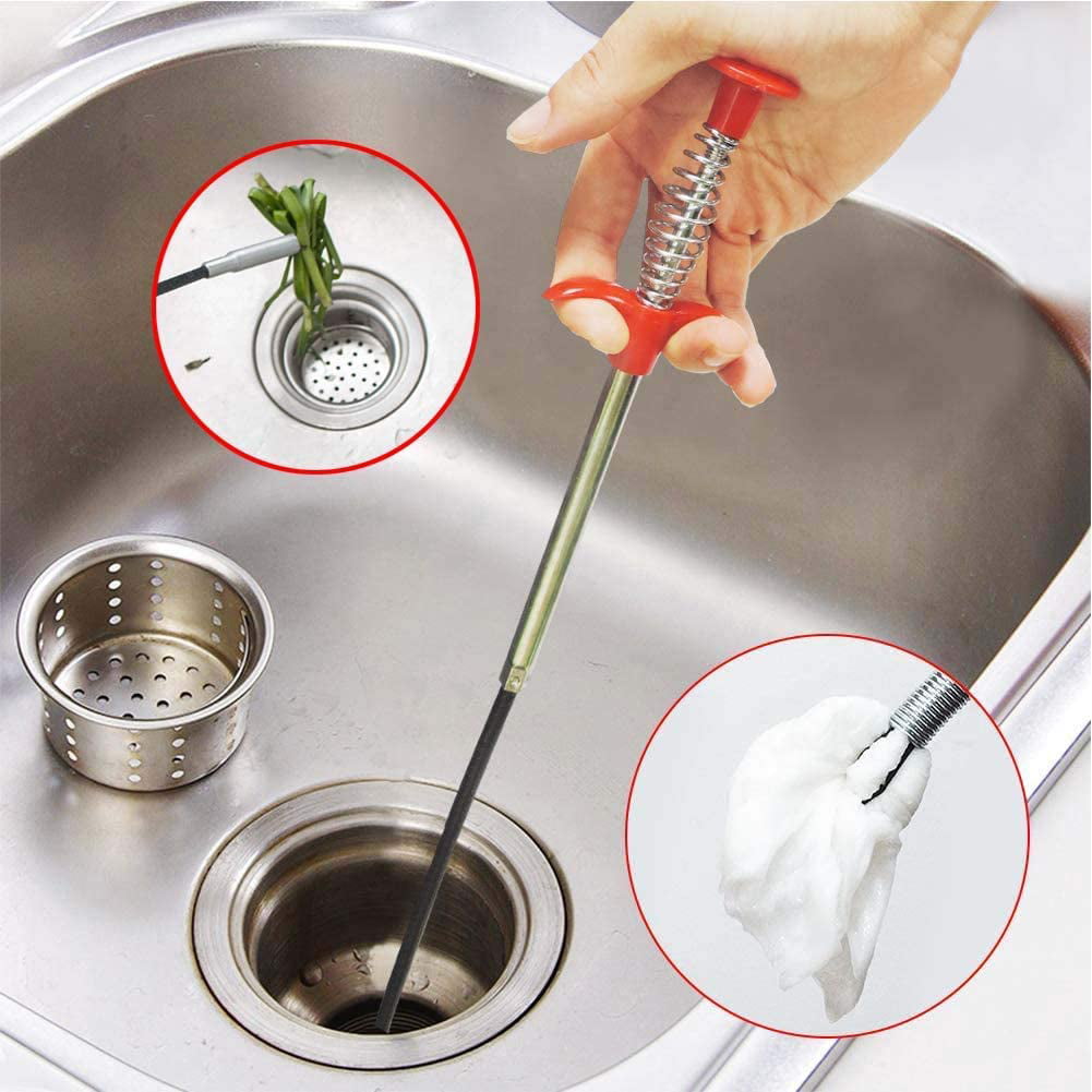 62 Snake Drain Clog Remover - Used as Hair Clog Remover for Sink, Shower,  and Bathtub - Dryer Vent Cleaner, and as a Flexible Grabber Tool for Hard