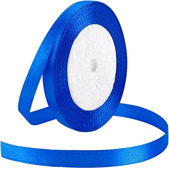 TUWAFE 25 Yard Royal Blue Satin Ribbon Roll, 3/8 Inch Fabric Ribbon for Craft Bows Rose Bouquet, Holiday Gift Wrapping, Party Decoration