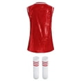 thumbnail image 2 of TSSOE Kids Girls Sequin Jazz Hip Hop Street Dance Outfits Sleeveless Cheerleading T-Shirt Dress with Socks Set Red 13-14, 2 of 7