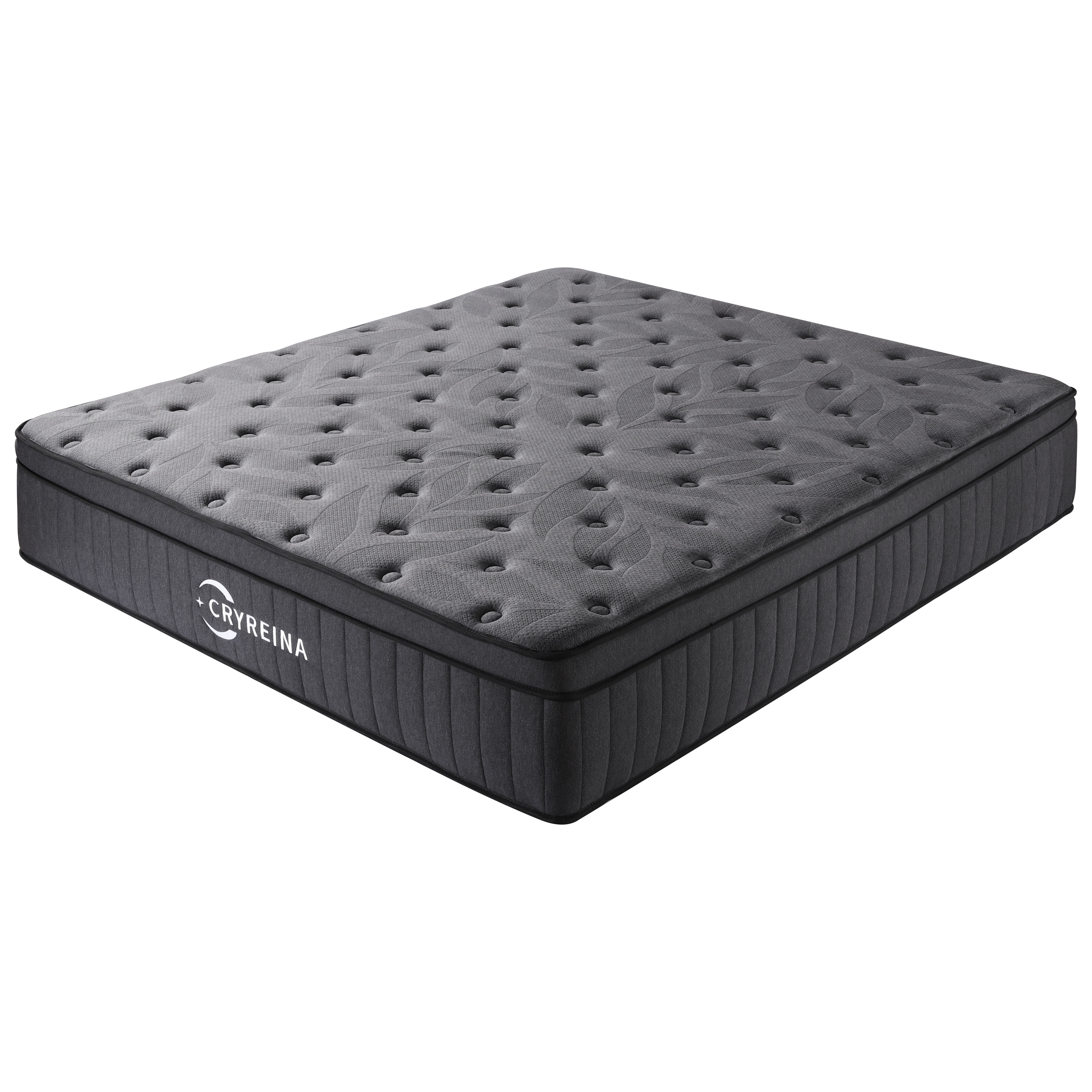 CRYREINA King Size Mattress 12 inch, Hybrid King Mattress in a Box, Upgrade Pocket Springs，Medium Firm, Pressure Relief, Breathable Comfort