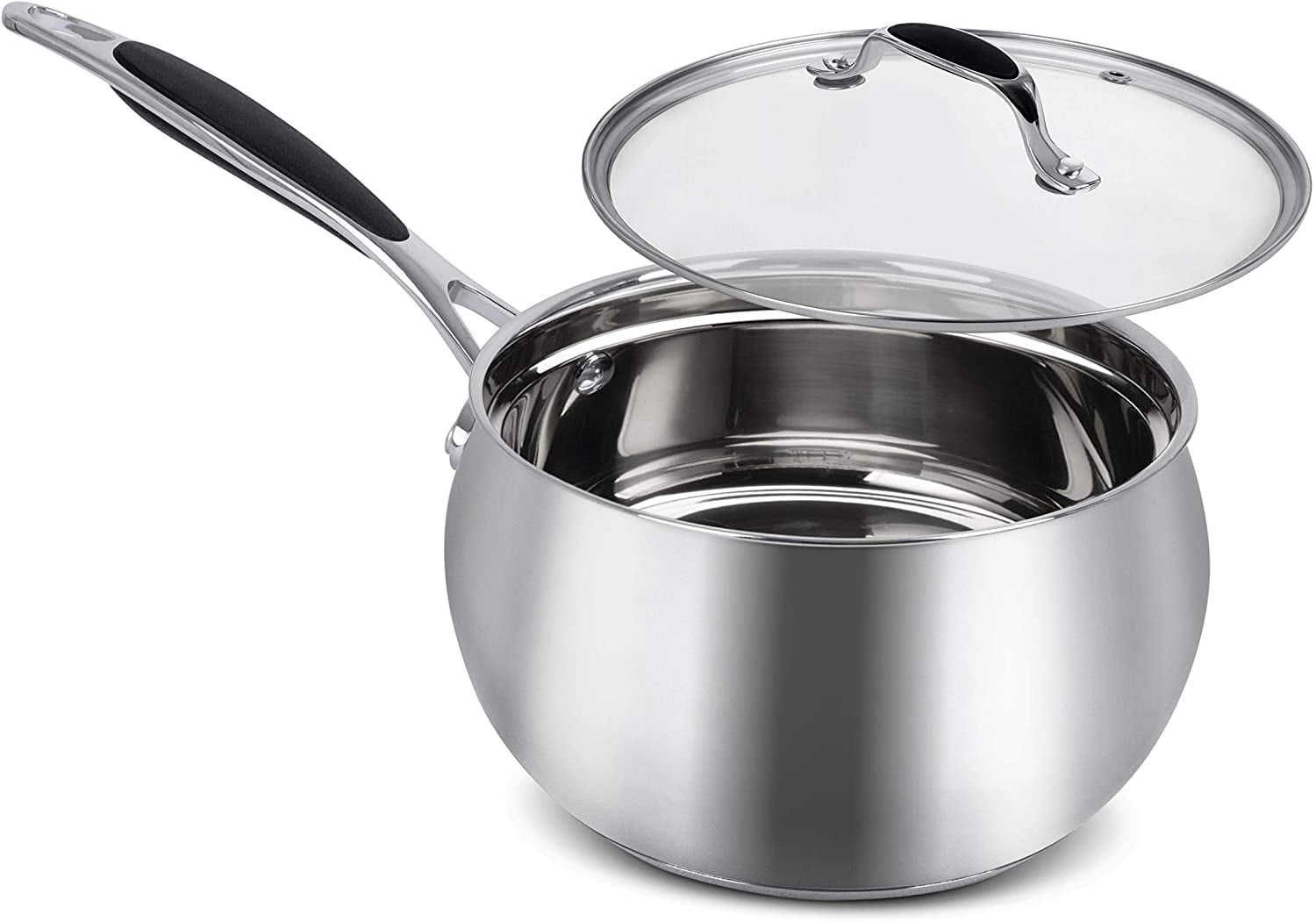Elitra Stainless Steel Sauce Pan, 3 Quart, Silver 