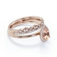 thumbnail image 2 of Beautiful Art Deco 2.25 Carat Pear Cut Affordable Morganite And Diamond Moissanite Engagement Ring, Classic Wedding Ring, Two Matching Band in 925 Sterling Silver With 18k Rose Gold Plating, 2 of 3