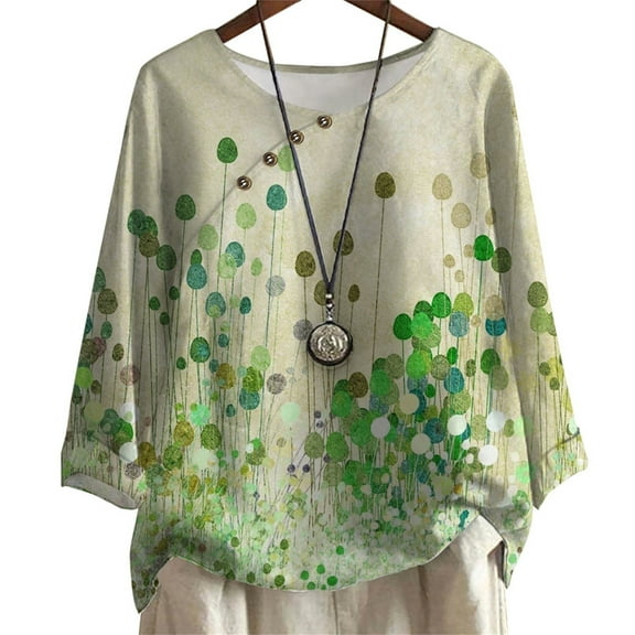 CLOOCL Women Plus Size T-shirt Watercolor Weed Print Blouse Fashion Female Clothing Loose Casual Tops