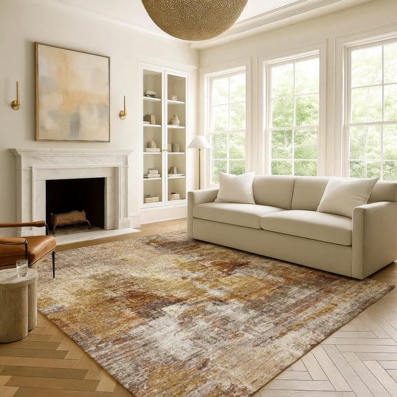 Addison Rugs Mayfield Premium Machine Washable Transitional Abstract Walnut Rectangle Rug, 10' x 14'