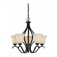 thumbnail image 1 of Nuvo Lighting 65915 - 5 Light Forest Bronze White Glass Shades Chandelier Light Fixture (DILLARD 5 LT HANGING FIXTURE), 1 of 2
