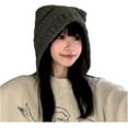 thumbnail image 7 of SikaFu Y2K Bear Ears Beanie Crochet Hat for Women,Kawaii Warm Knitted Slouchy Winter Hat Alt Accessories, 7 of 7
