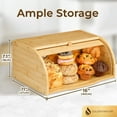 Golden Nature Large Bamboo Bread Box, Food Keeper & Storage Bin for