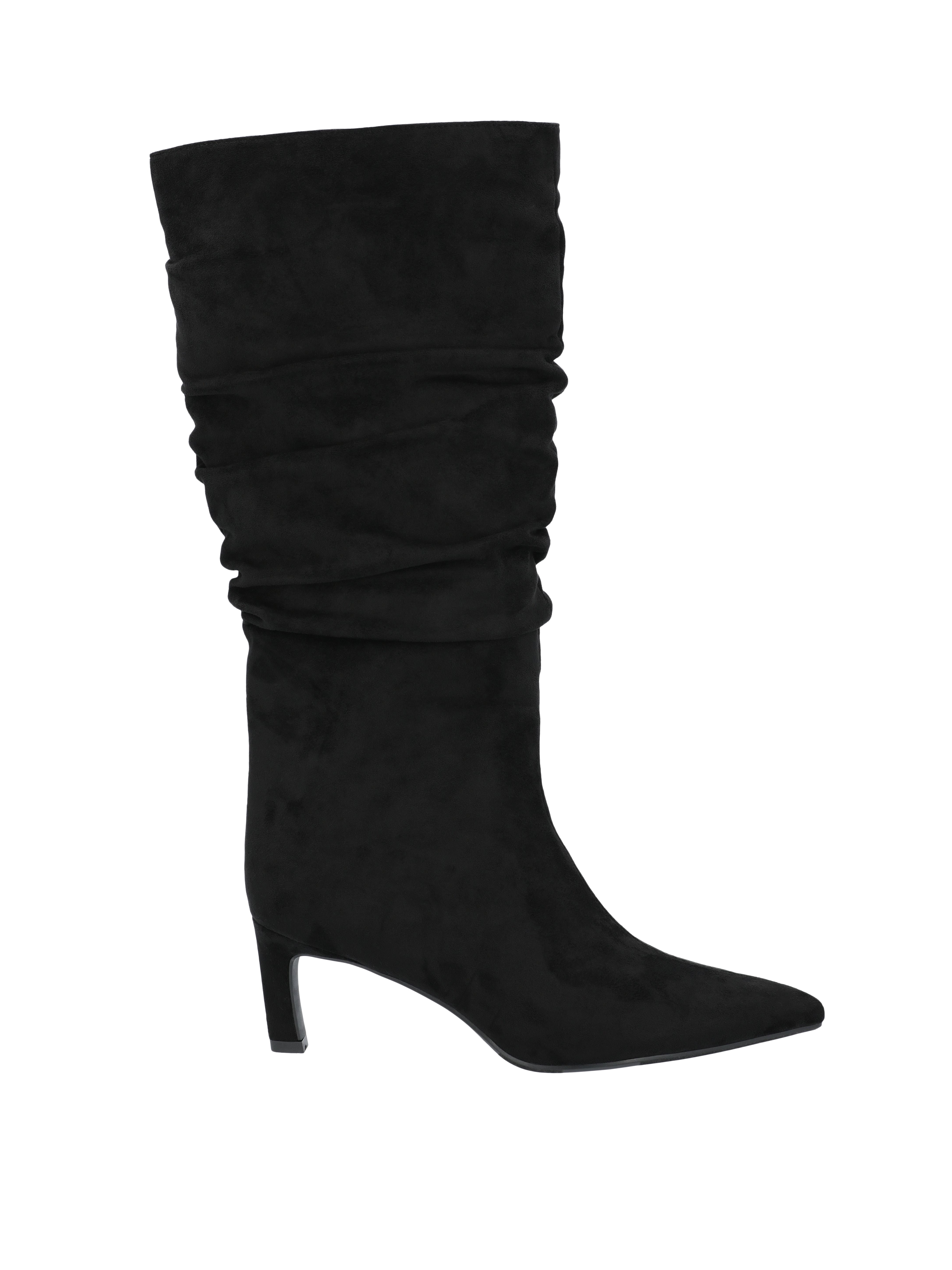 Time and Tru Women's Faux Suede Slouch Boots with Kitten Heels, Wide Width Available