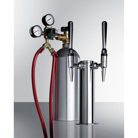 Dual tap system with nitrogen tank to serve nitro-infused coffee from most beer dispensers