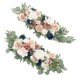 thumbnail image 2 of Guirnalda floral artificial de ratán con rosas artificiales para arreglos de mesa en arco para interiores Azul rosado, 2 of 7