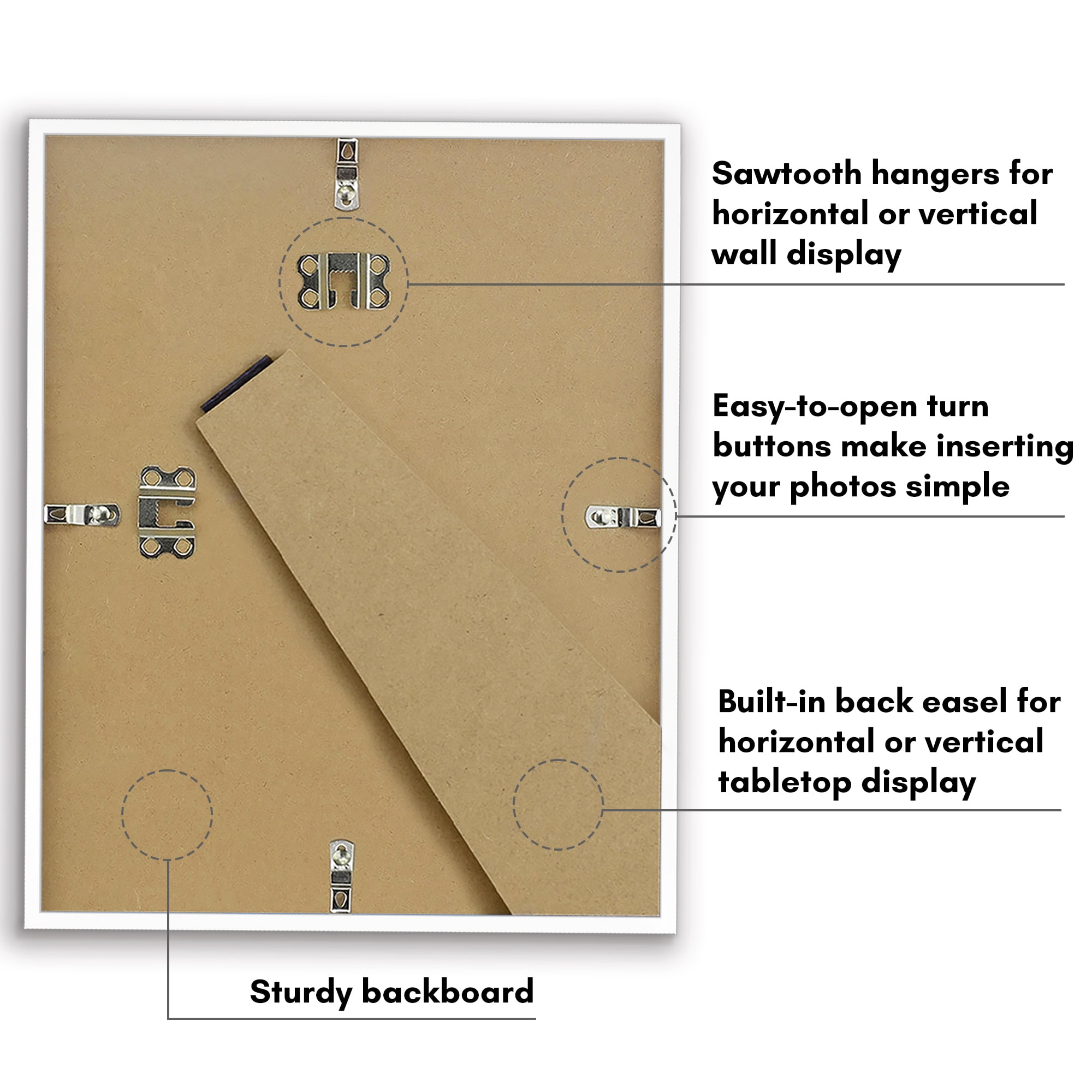 Americanflat 8x10 Picture Frame with Shatter-Resistant Glass Streamline Collection Thin Border Photo - White