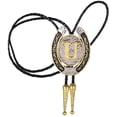 thumbnail image 3 of Bolo Tie for Men- Golden Initial Letter ABCDMJR to Z Western Cowboy Bolo Tie for Women, 3 of 12