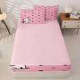 thumbnail image 4 of Manfei Kawaii Kitten Zipper Twin Comforter Sets with Fitted Sheet and 2 Pillowcases, Sweet Love Heart Doodle Zipper Bedding Set, Pink, Pink Reversible, 4-Piece, 4 of 7