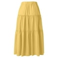 thumbnail image 6 of A Line Skirts Women Knee Length Flared ’S Elastic High Waist Boho Maxi Skirt Ruffle A Line Swing Long Skirts, 6 of 7
