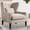 Beige-15, variant on BSHTI Modern Accent Chair with Vintage Rivets Finish, Footrest Chair Set with Solid Wood Legs and Ergonomic Backrest, Button Tufted Upholstered Armchair for Livingroom