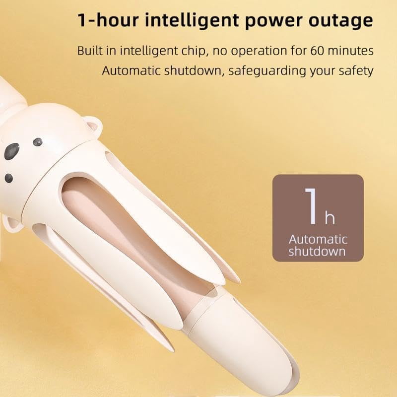 Cute Bear Automatic Hair Curler, 32mm Auto-Rotating Ceramic Curling Iron with 4 Temperature Settings, Anti-Tangle & Anti-Scald Design