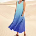thumbnail image 2 of CHOK Robes d'Été Décontractées Femmes Coton Lin à Fleurs Robe Maxi Femme Sans Manches Débardeur Longue Fluide Robe Bohème Robes d'Été Fluides pour Adolescentes avec Poches Gris Foncé 3TG, 2 of 7