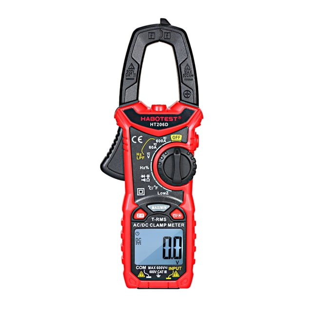 HABOTEST HABOTEST HT206D Pince Numérique pour Mesure de Tension, Courant, Résistance, Capacité, Température et Fréquence AC/DC, Rouge, Batterie Non Incluse