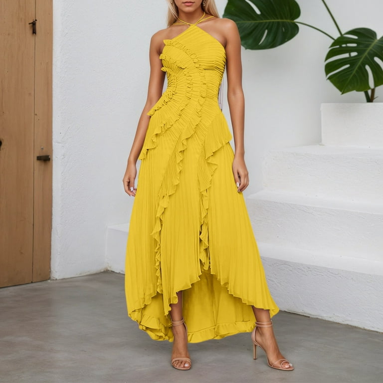 flowy vintage wedding dresses Backless Halter A-Line Midi Dress | Built-In Shapewear