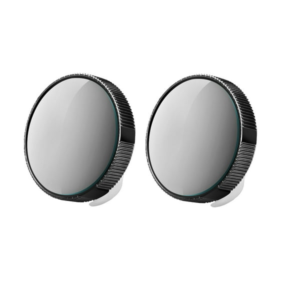 Zoyueyie 2 Pcs Mini Auto 360 Angle Round Convex Mirror Absorbing Car Thread Design Vehicle Blindspot Mirror Wide Rear View Mirror (Black)
