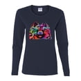 thumbnail image 2 of Cute and Colorful Pomeranian Dog Animal Lover Womens Graphic Long Sleeve T-Shirt, Navy, Large, 2 of 3