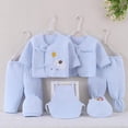 thumbnail image 2 of Gibobby Newborn Infant Baby Girl Fall Winter Clothes Set 7Pcs Infant Outfits Set Romper Set Cute Baby Outfits Infant Winter Clothes Set For 0-3 Months,Sky Blue, 2 of 5