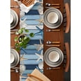 thumbnail image 2 of nqOlkjepod Coastal Starfish Table Runner 120 Inches Long Farmhouse Dress Scarves, Blue Wooden Grain Seashells Country Dining Tablerunner for Coffee Table/Kitchen Island/Party Décor, 13" x 120", 2 of 8