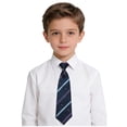 thumbnail image 3 of qolati Boys Ties Neckties Solid Color Kids Necktie Adjustable Woven Formal Kids Tie Wedding School Graduation blue, 3 of 7