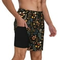 thumbnail image 2 of Sikiie Autumn Floral Print Men's Double Layer Swimming Trunks, Adjustable Waistband and Pockets Sports Swimming Trunks, Beach Swimwear-X-Large, 2 of 6