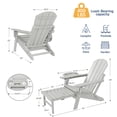 thumbnail image 4 of 2PCS Folding Adirondack Chair with Ottoman, Adjustable Backrest Plastic HDPE Adirondack Chairs w/4 in 1 Cup Holder Tray, White Grey, 4 of 9