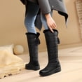 thumbnail image 4 of SACFOF Women's Waterproof Plus Velvet Warm Winter Snow Boots One-Step Back Lace-Up Casual Over-The-Knee Boots Suitable For Winter Travel, Shopping, Snow, 4 of 6