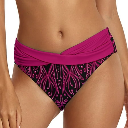 snowsong Womens Swimsuits Swim Shorts Swim Shorts Casual Ethnic Printed Swimsuit Shorts Loose Tight Belt Sports Yoga Shorts Bikini Bottom Front Ruched Bottoms Thong Bikini Sexy Swimsuits Purple L