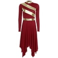 thumbnail image 6 of Aislor Women Liturgical Praise Dance Outfits Long Sleeve Worship Tunic Dress with Wide Leg Pants Burgundy XXL, 6 of 7