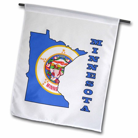 3dRose Minnesota state flag in the outline map and letters for Minnesota - Garden Flag  12 by 18-inch