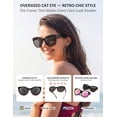 thumbnail image 6 of Foldable Fit-Over Sunglasses Women Polarized UV400 Cat Eye, Wear Over Prescription Glasses Up to 13.5×5cm, Face Slimming Retro Style, Beach Golf Fishing Outdoor, Pouch & Strap Included, 6 of 8