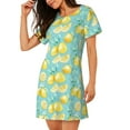 thumbnail image 2 of Bingfone Yellow Lemon Nightgowns for Women Sleep Shirts Short Sleeve Nightshirt Pullover Nightdress Soft Sleepwear, 2 of 6