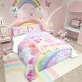 thumbnail image 2 of Unicorn Bedding Set Full Kawaii Cute Rainbow Unicorn Comforter Set Cartoon Horse Quilt Comforter Galaxy Stars Magical Pink Unicorn Animal Room Decor 1 Comforter + 2 Pillowcase, 2 of 6