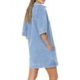 thumbnail image 3 of Womens Summer Collared V Neck Mini Casual Jean Dresses with Pockets Light Blue M, 3 of 6