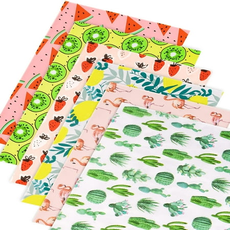 WRAPAHOLIC Wrapping Tissue Paper - 60 Sheets 14 x 20 Inch Fruit and Flamingo Tissue Paper Bulk for Gift Wrapping, Arts & Crafts, Packing and Decorations