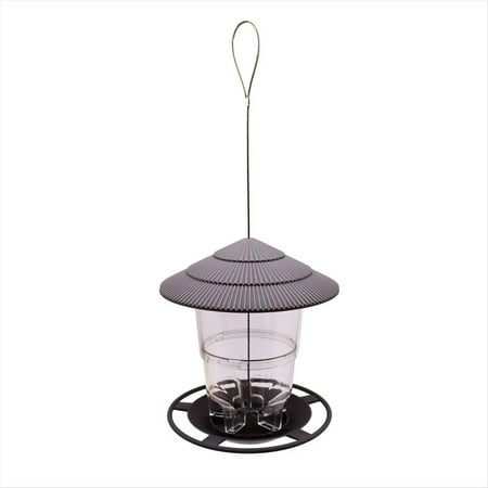 Wild Bird Feeder, Outside Squirrel Proof Bird Feeder, Hanging Wild Bird Feeder with Round Shaped Roof Grey