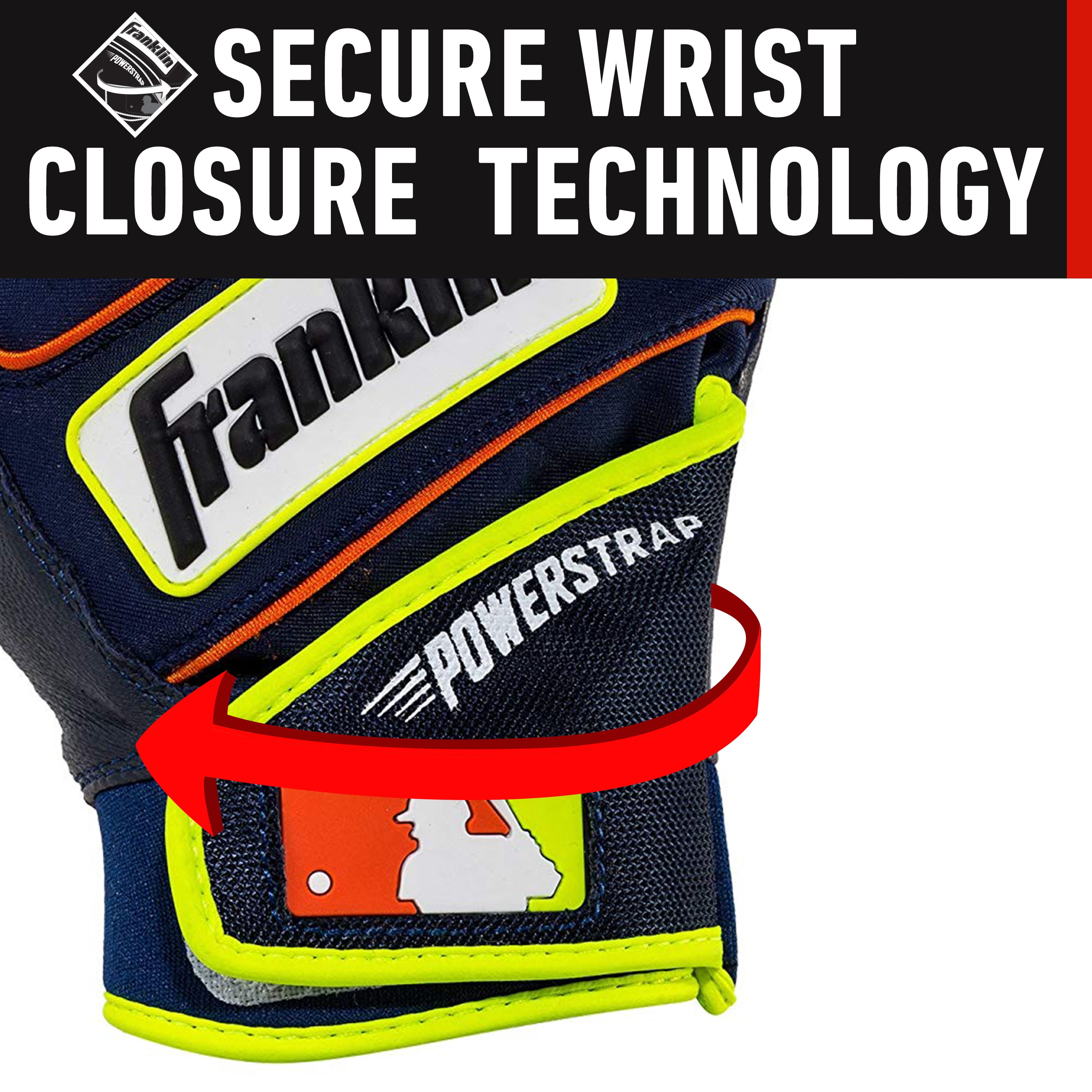 MAJOR LEAGUER ストラップ Franklin Sports MLB Batting Gloves Power strap - Navy, Orange